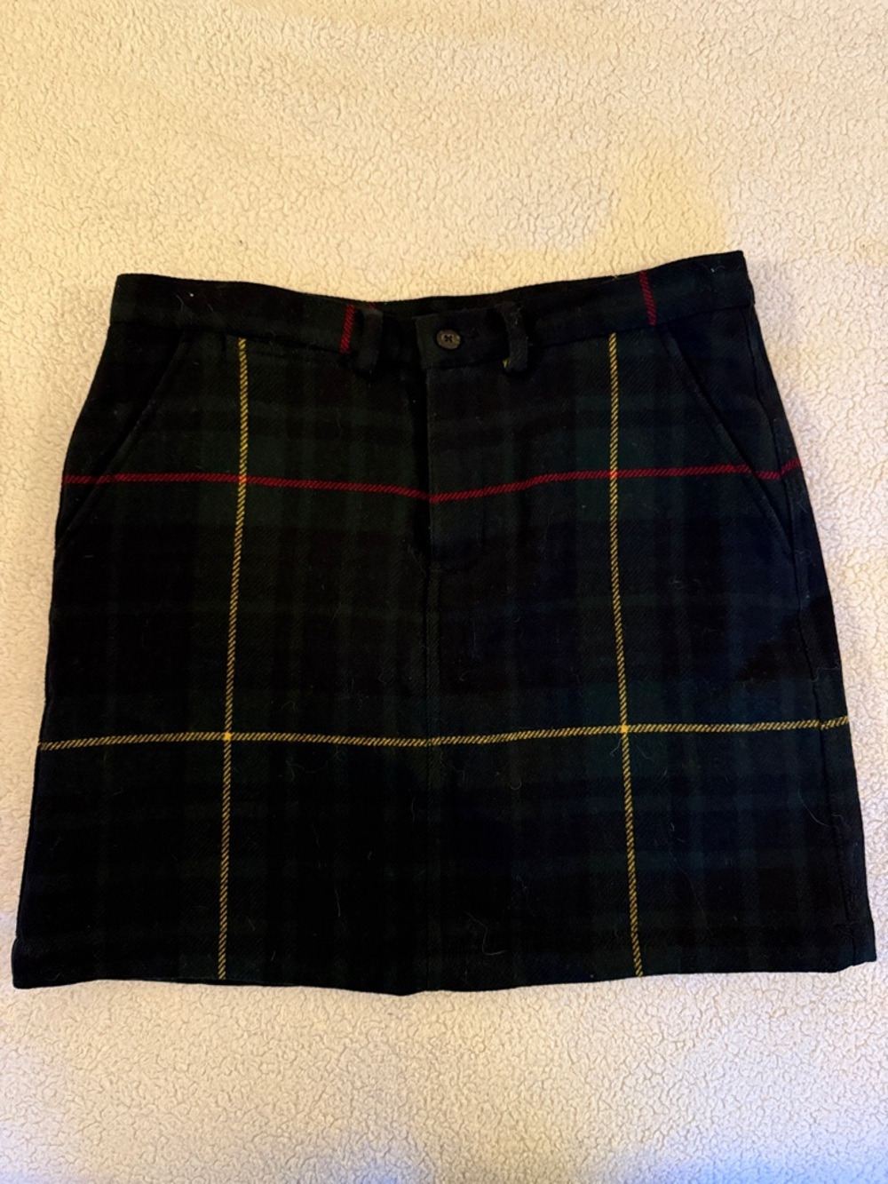 Ralph Lauren Black Tartan Mini Skirt with Red and Yellow Windowpane